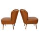 Pair of Vintage Expo 58 Cocktail Chairs, Cognac Faux Leather, Sixties