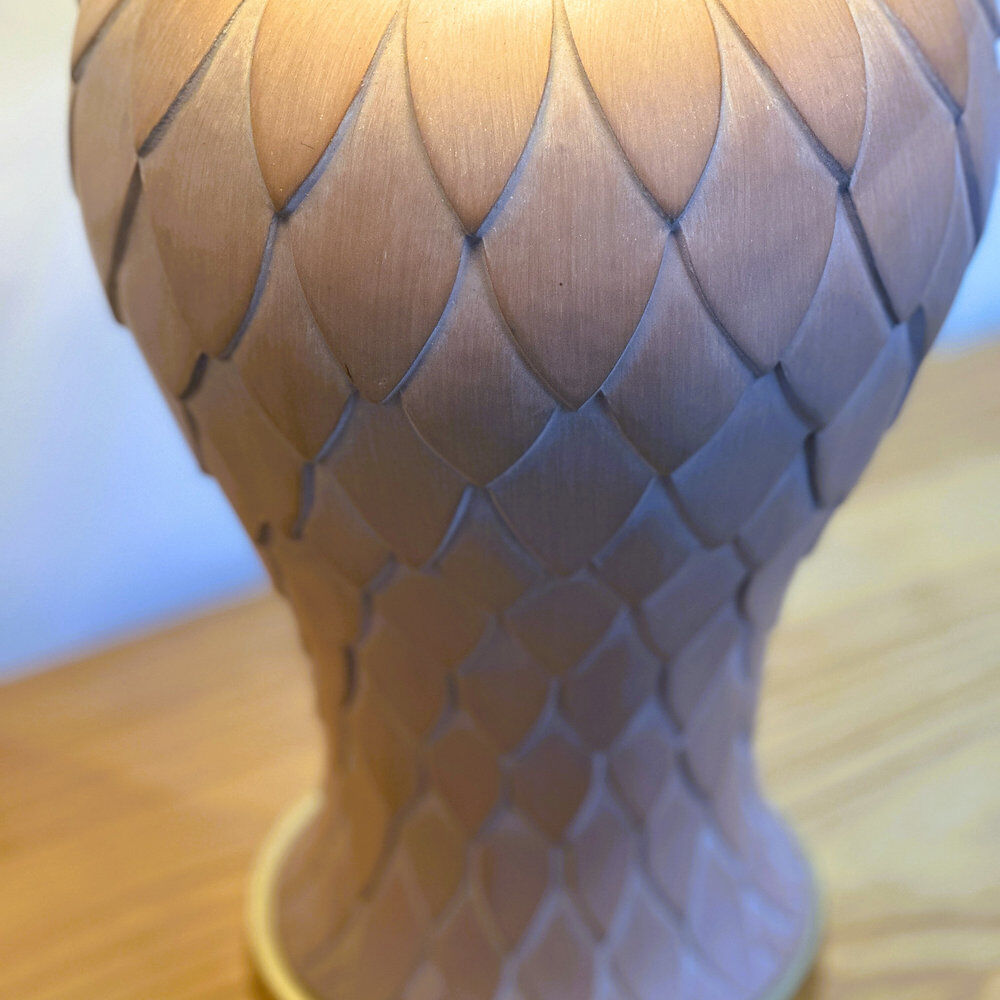 French pair of terracotta ceramic table lamps, 1980s