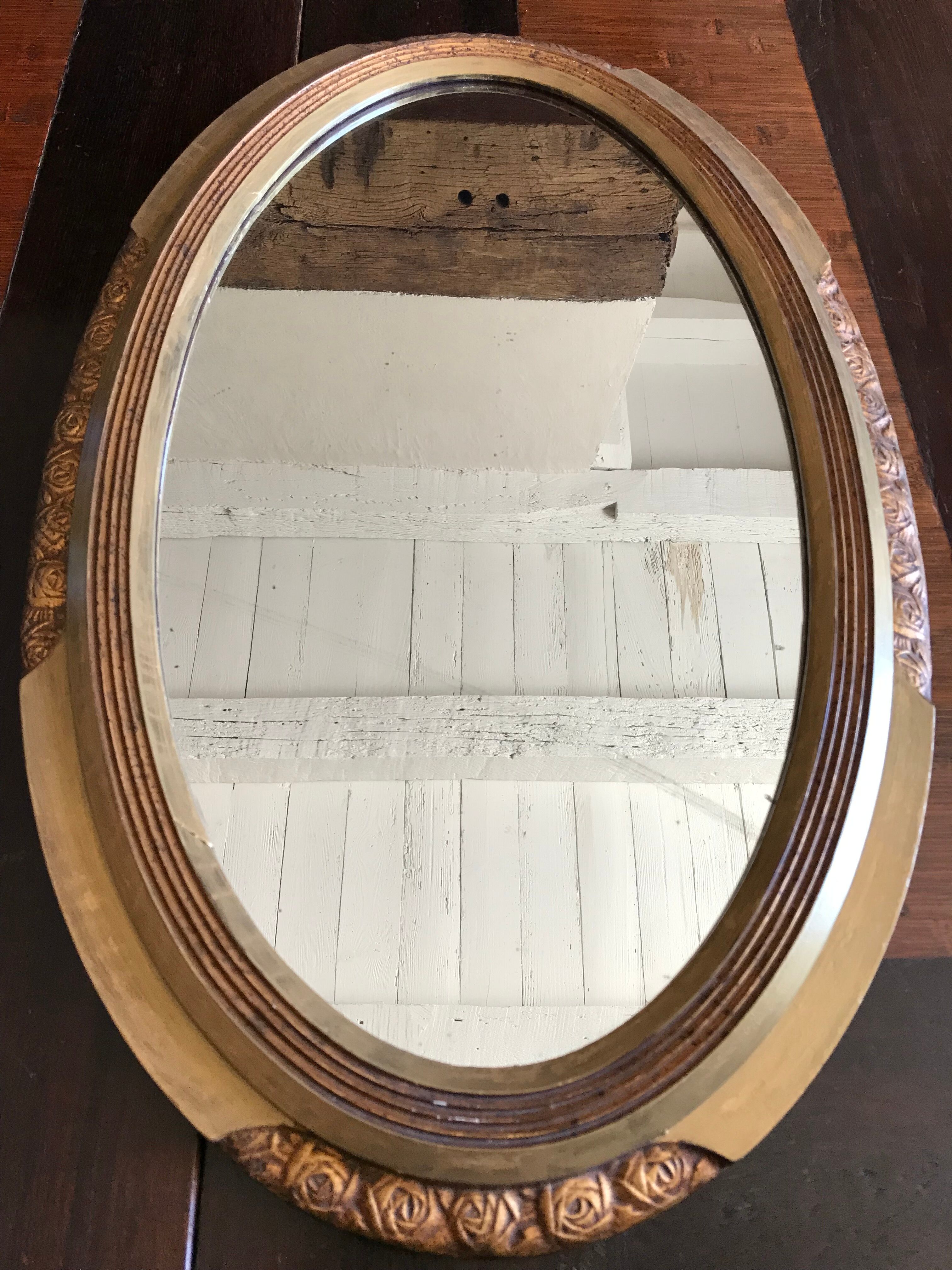 Oval Art Deco mirror 71x44cm