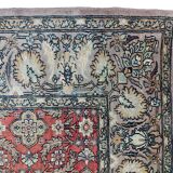 Hand-knotted wool and silk rug Kashmir India 1950