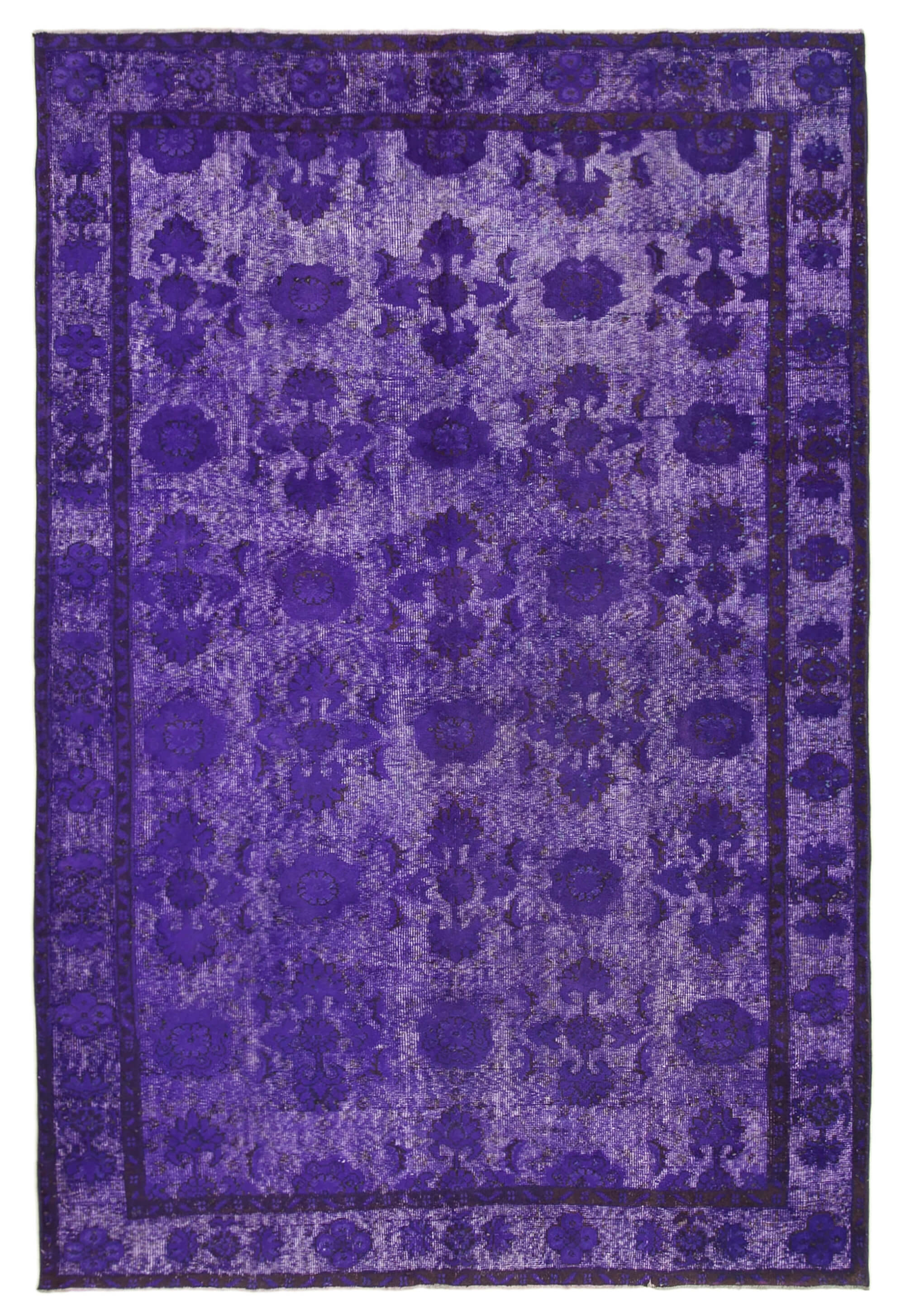 Handmade vintage turkish 1980s 185 cm x 284 cm purple rug