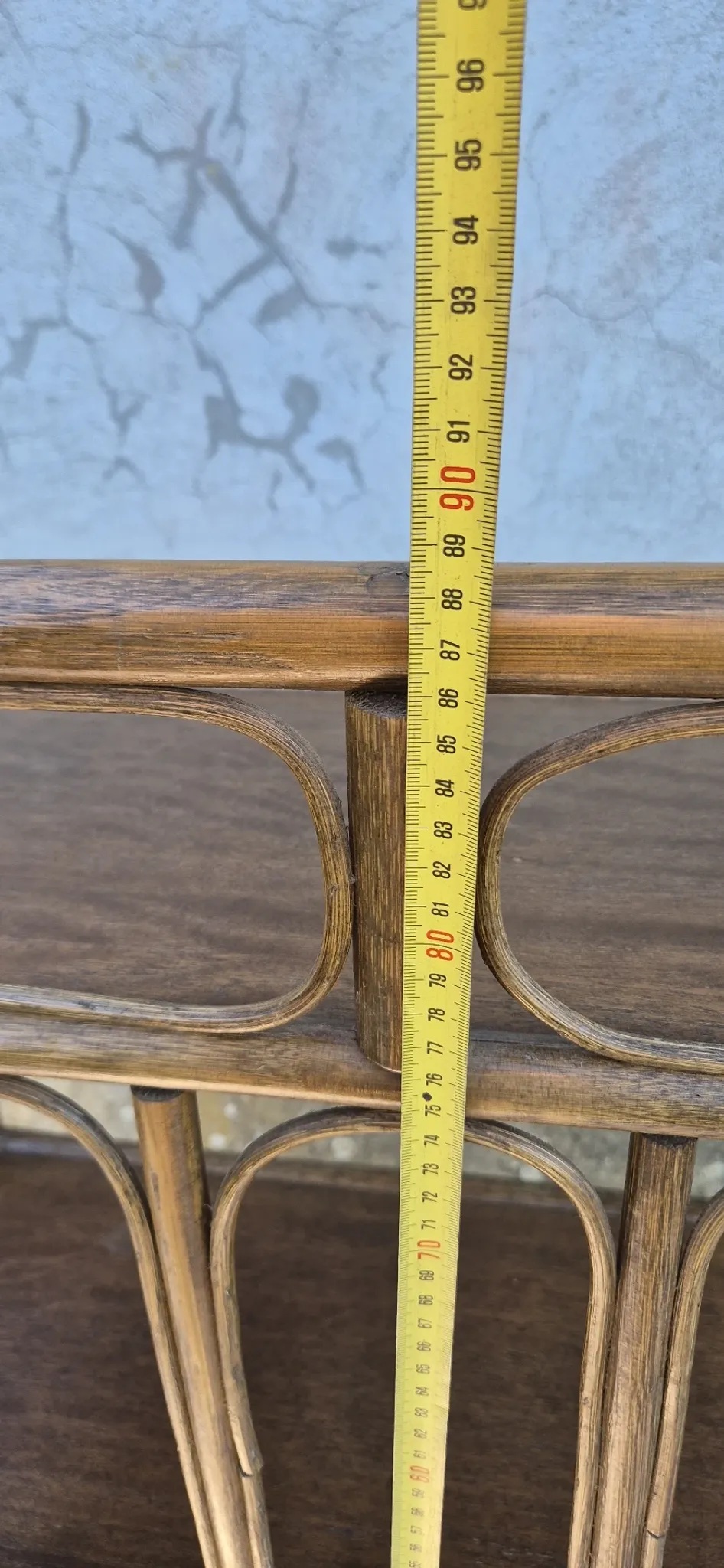 Set of 2 vintage bamboo rattan bedside shelves