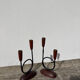 Pair of Scandinavian candlesticks in wood and metal Denmark