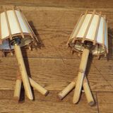 Pair of vintage rattan wall lights