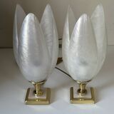 Paire de lampes nacrée style rougier design années 70