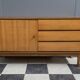 wood sideboard 3 drawers 1 door 1970s