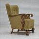 1960s, Danish armchair, furniture cotton/wool fabric, solid oak wood.