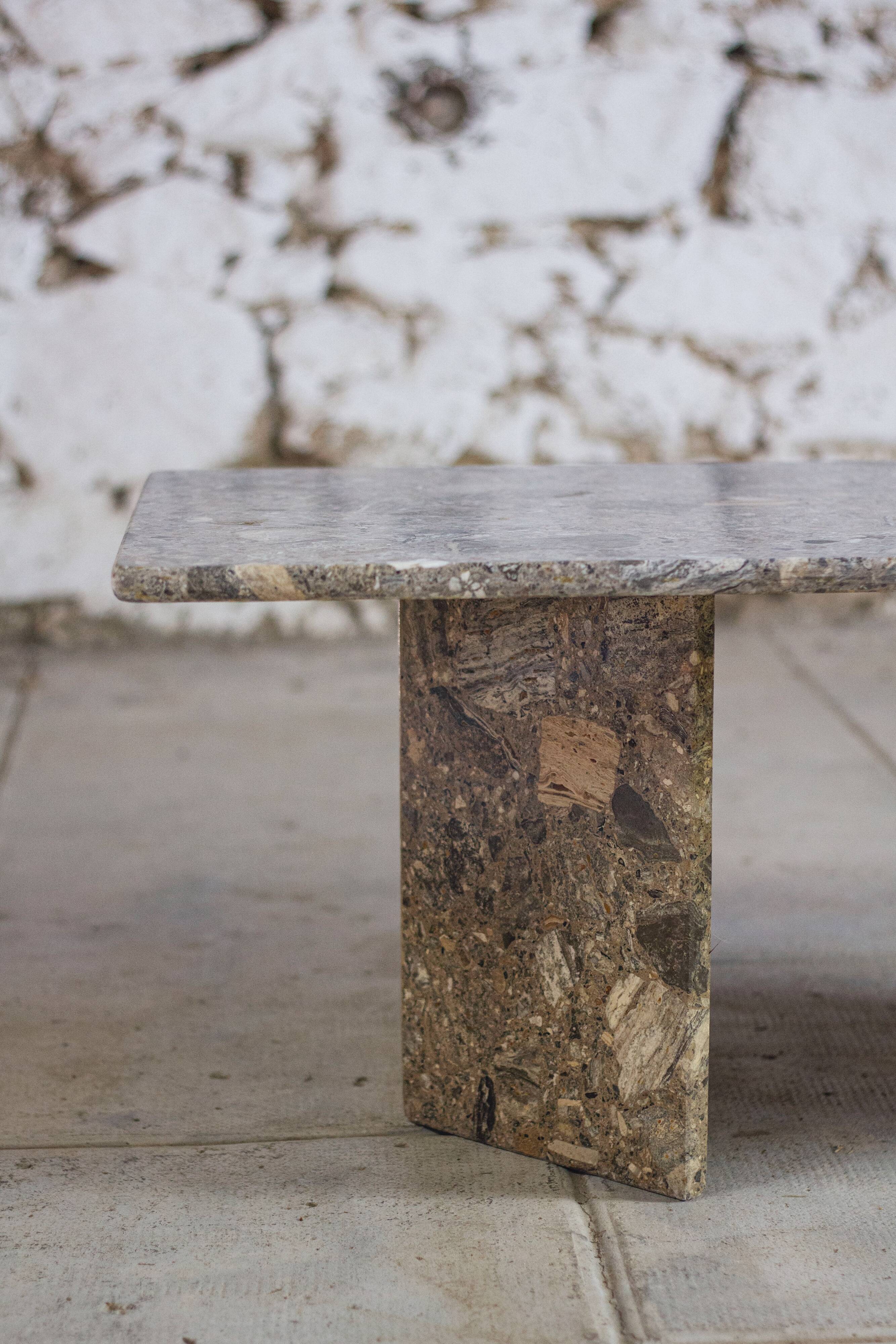 Travertine terrazzo coffee table, 1970