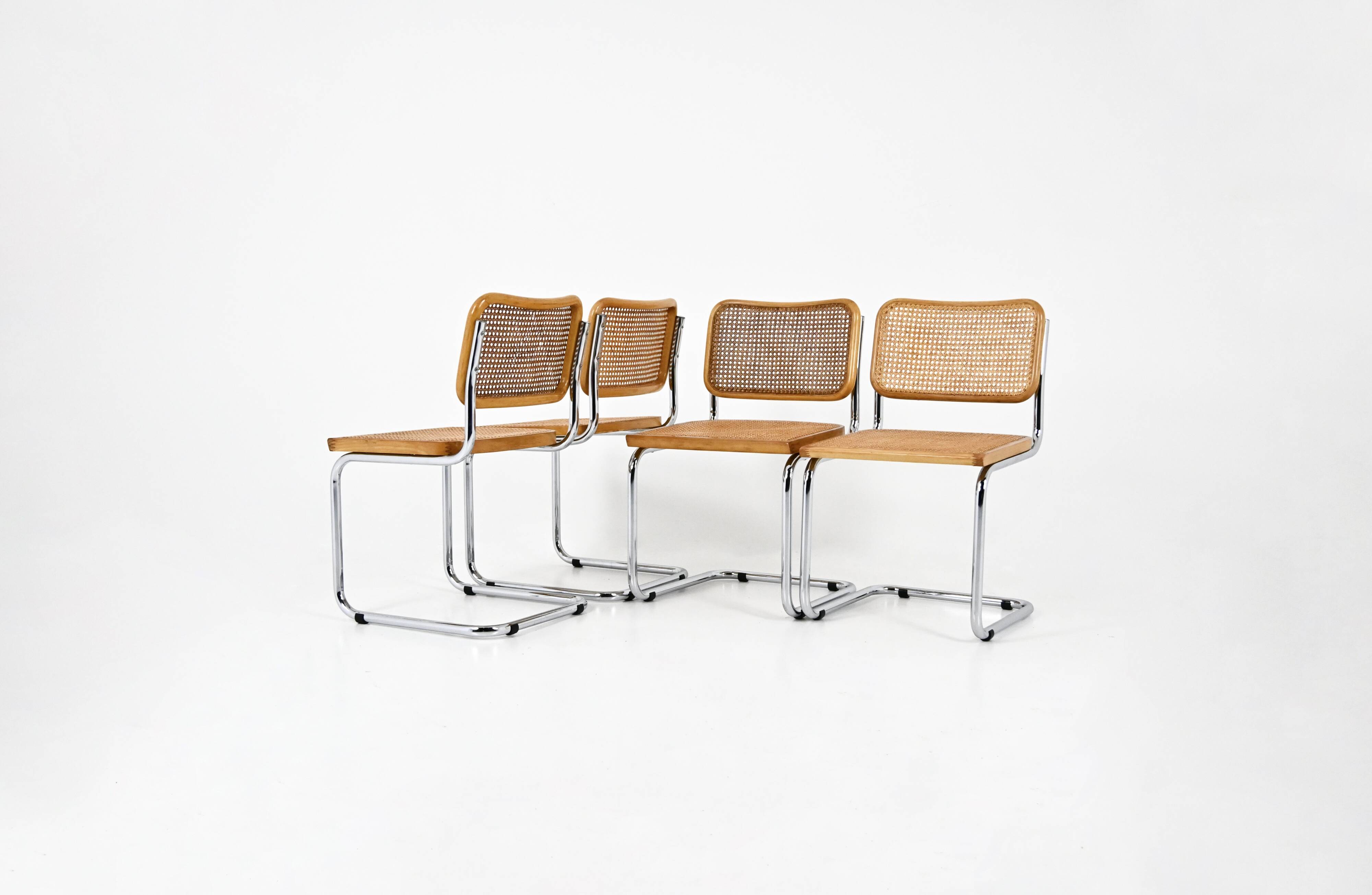 Set of 4 Dining Chairs Style B32 by Marcel Breuer