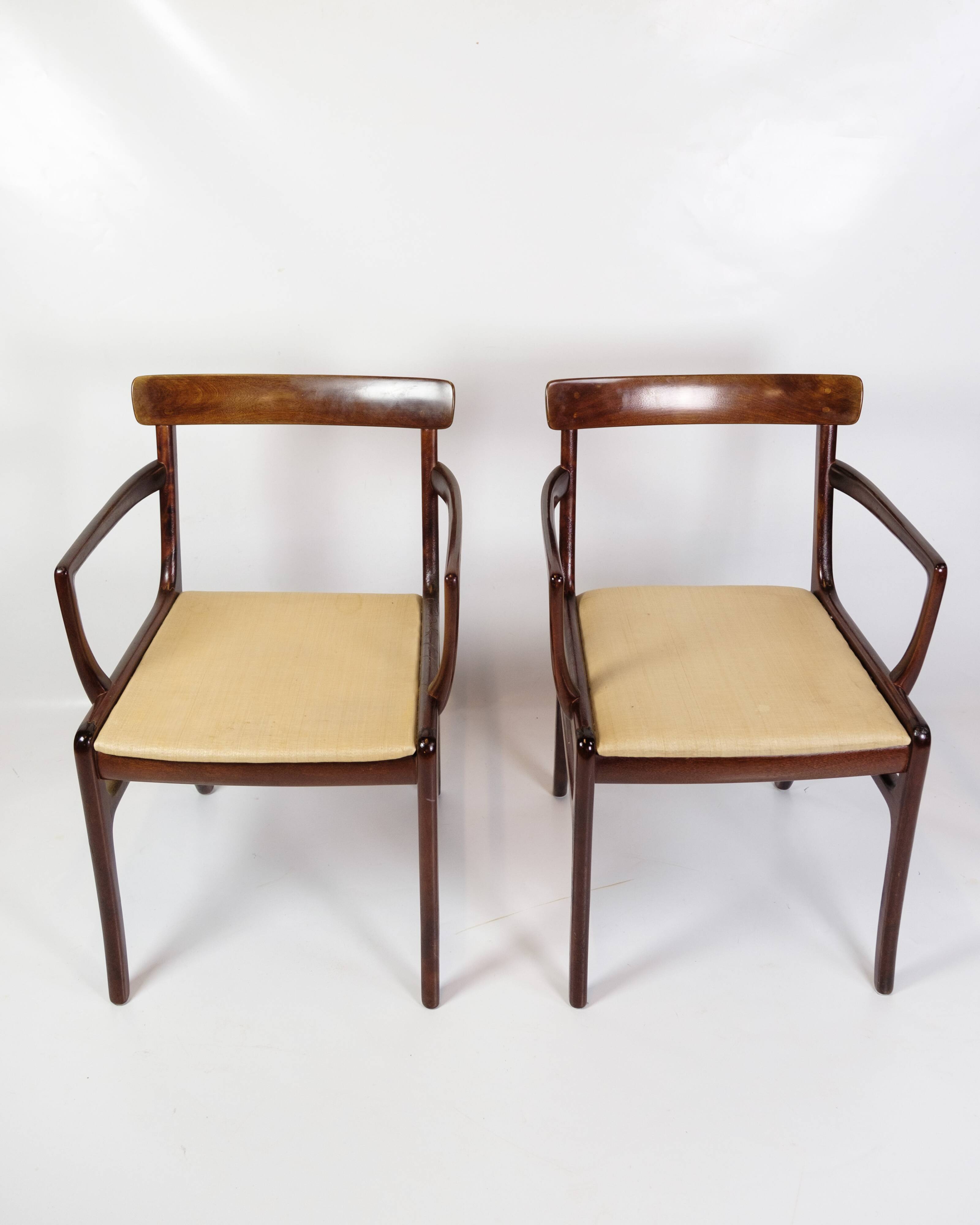Set Of 2 Armchairs Model Runstedlund Made In Mahogany By Ole Wanscher From 1960s
