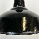 Industrial Black Enamel Factory Lamp with Cast Iron Top, 1960s