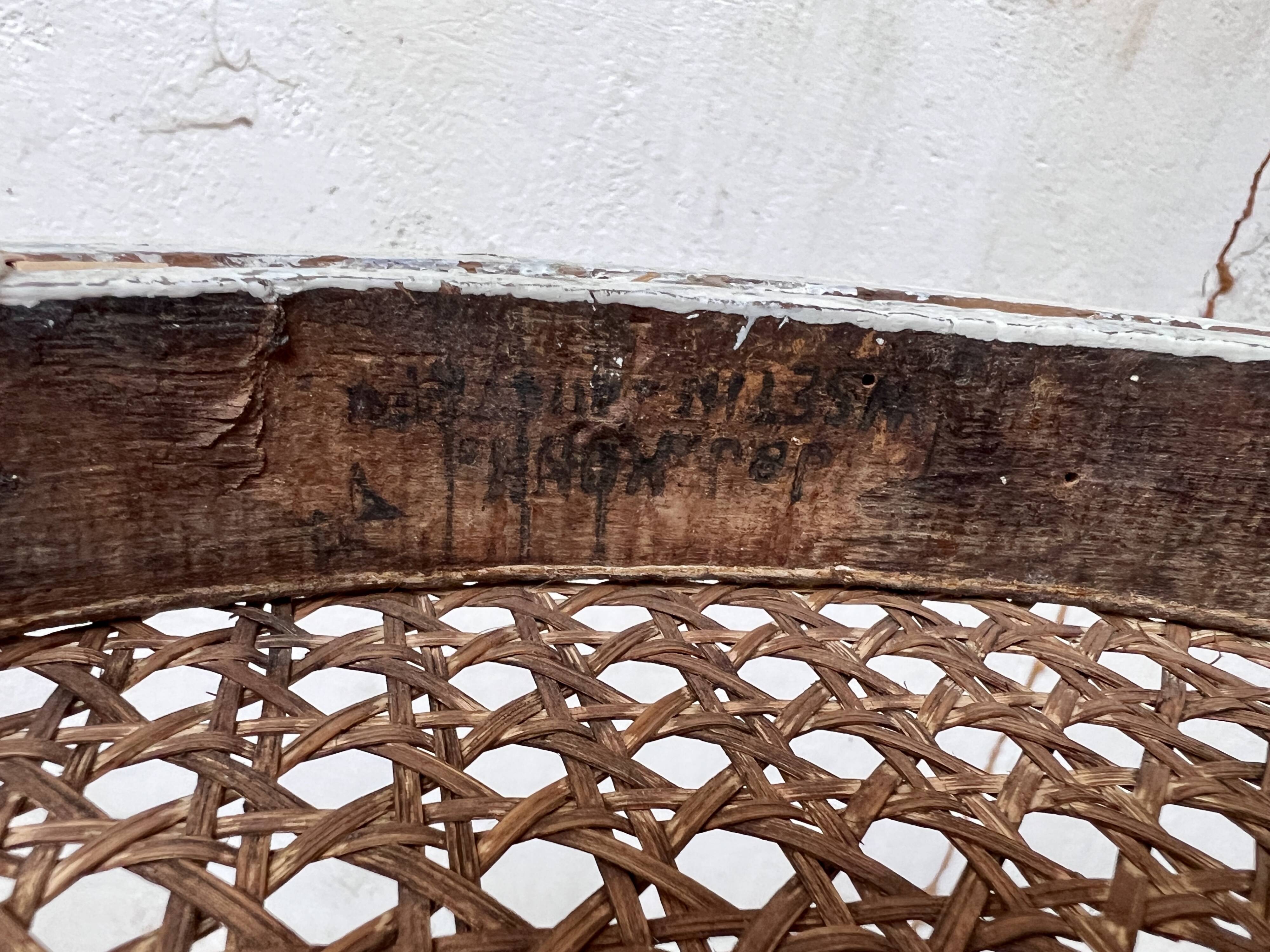 Pair of 2 bistro chairs in white bentwood and canework Jacob Josef Kohn