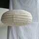 Large oval flat Japanese-style suspension in rattan and natural linen H35 D60.