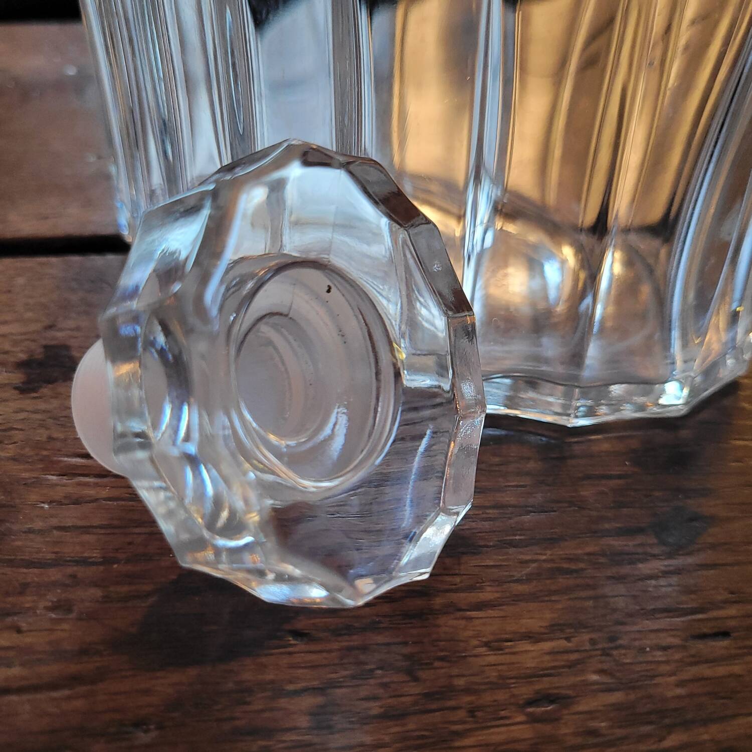 Molded glass carafe – perfume bottle style – 1970s–1990s