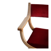 Henning Kjærnulf, Oak and velvet armchair, Model "Kurul", Mid-century, 1960s