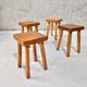 Set of 4 pine wood stools by Charlotte Perriand for Les Arcs 1800