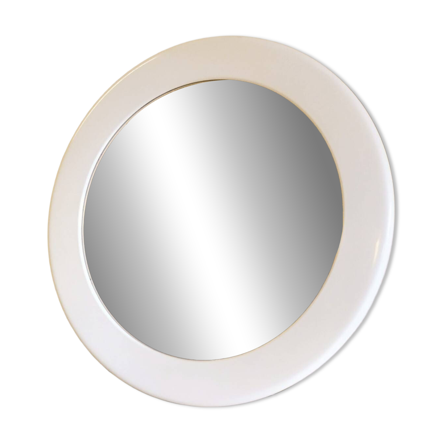 Miroir rond vintage par Syla en plastique blanc - années 70