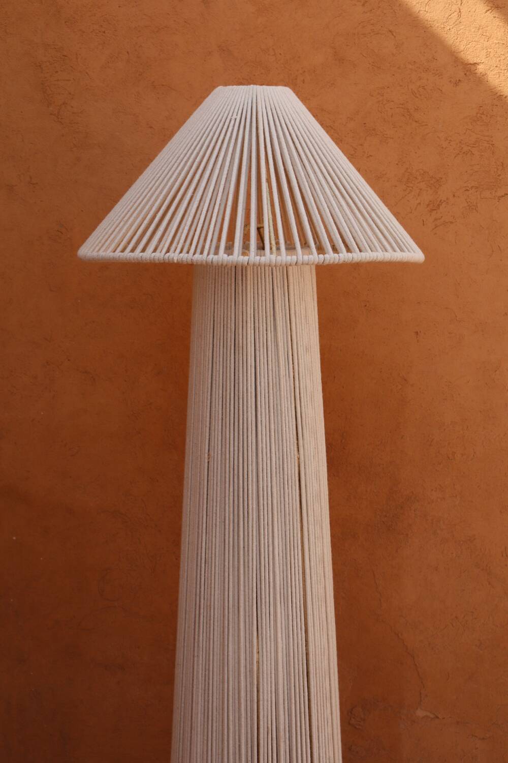 Off-white cotton hat floor lamp