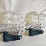 Blue glass and plastic wall lights - 1970s