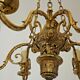 French victorian brass 6 light cherub chandelier with floral decoration