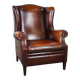 Luxurious large sheep leather wingback armchair with beautiful colors and amazing patina