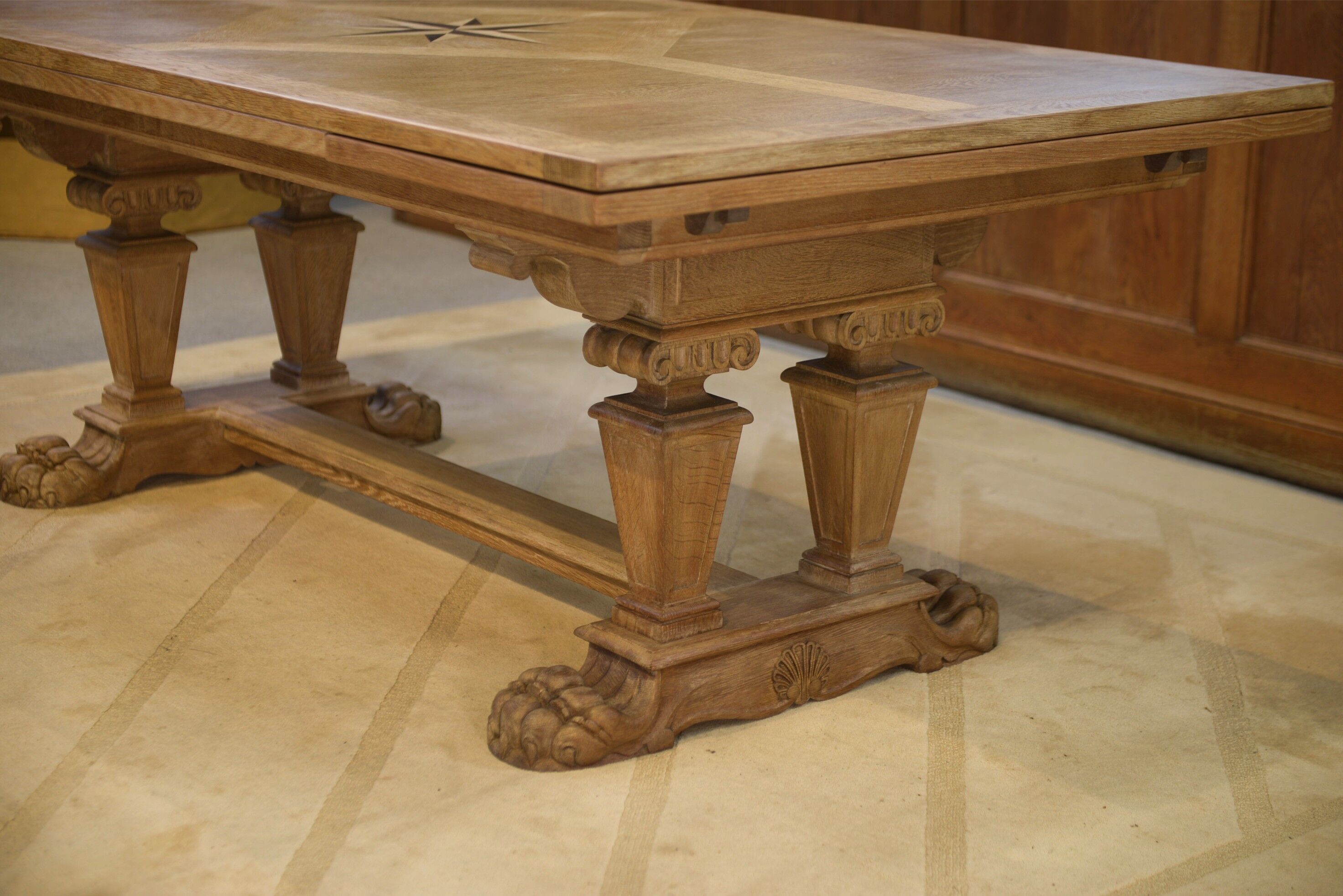 Large sculptural oak table from the 1950s.