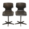 Paire de chaises années 60 en bois thermomoulé