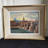 Oil on canvas, view of Lyon signed Charles Basset