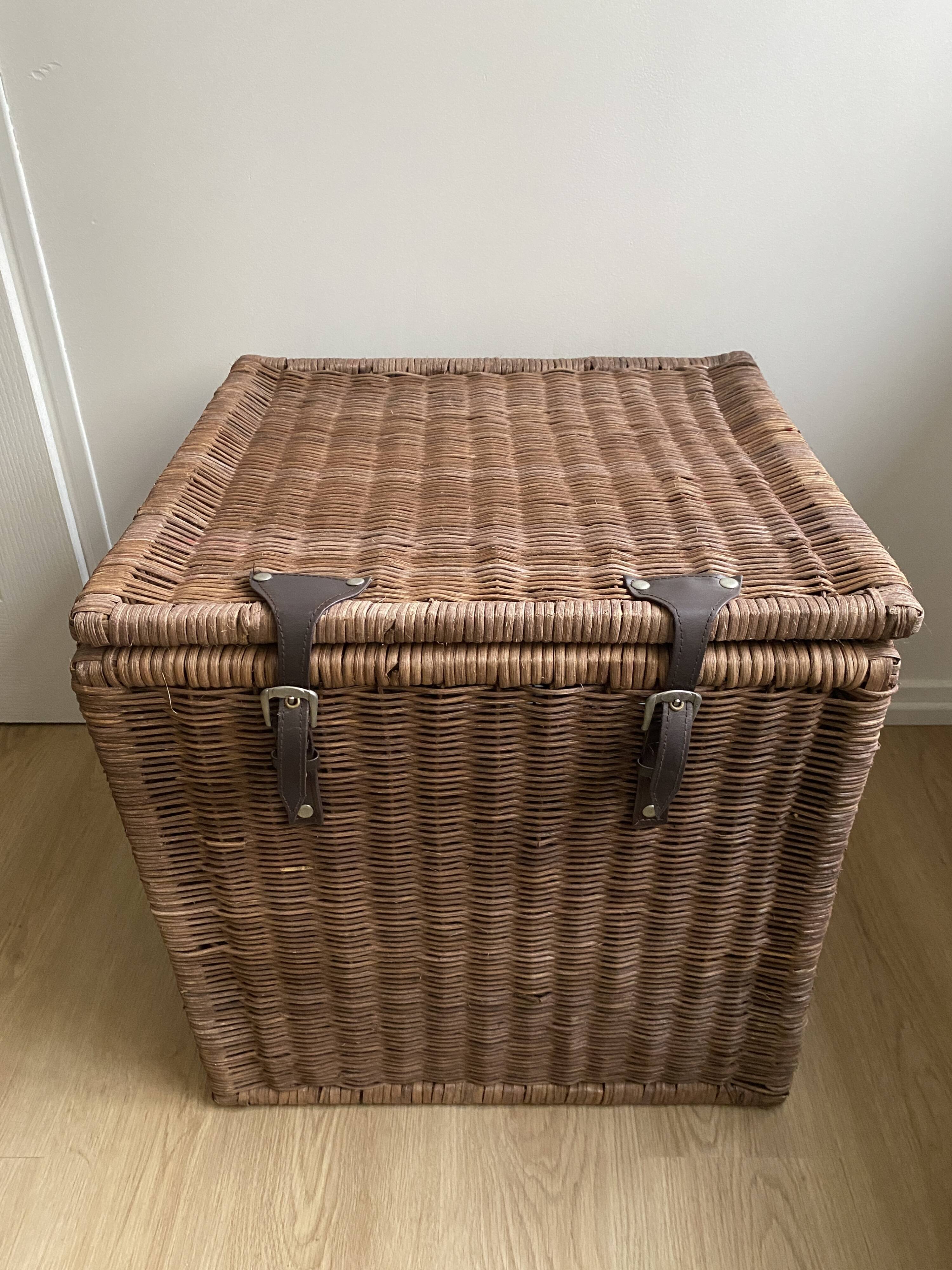 Petit Coffre Panier En Osier Vintage – Rangement Ou Déco