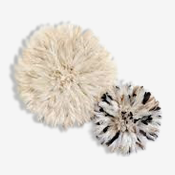 Set of 2 Juju Hat: White Pure of 80 cm and speckled white 60 cm natural