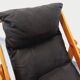 Vintage adjustable folding chaise longue armchair in pine and faux leather