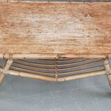 Ensemble fauteuils et table en bambou et rotin année 70