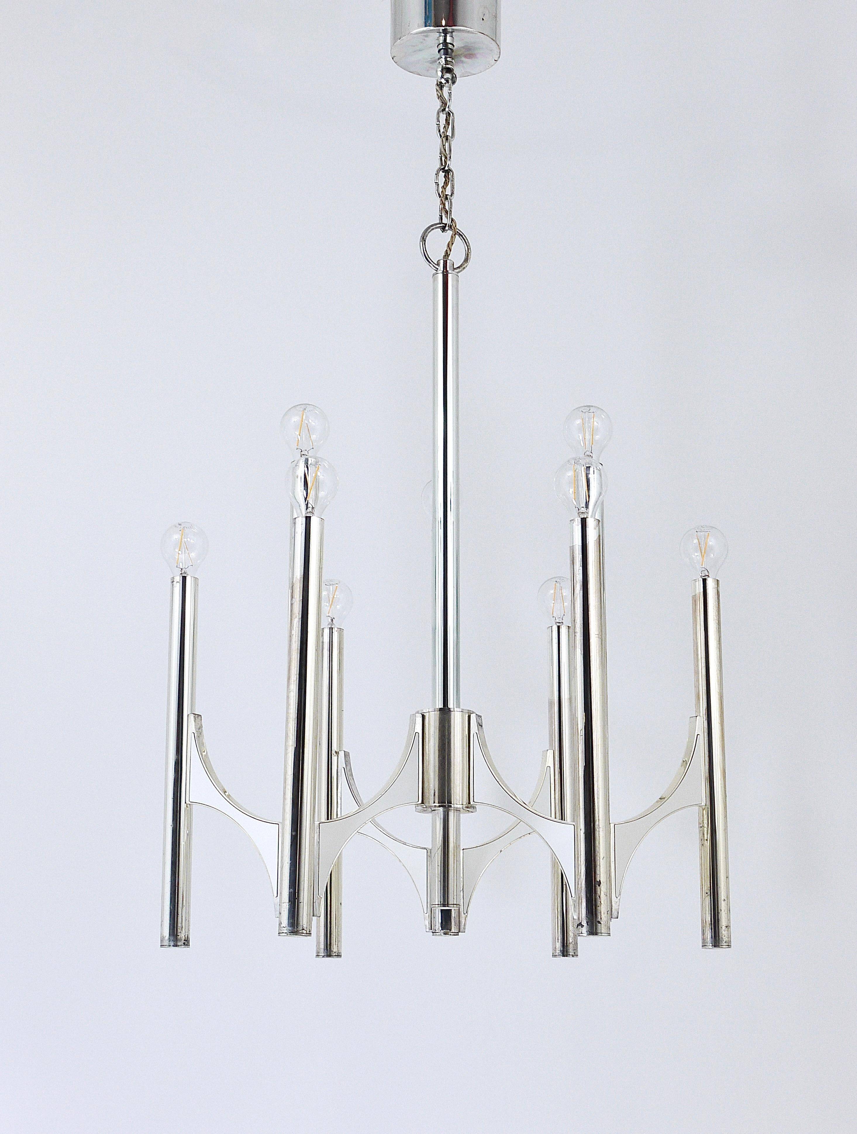 Mid-Century Lustre Gaetano Sciolari Sirius Silvered, Lightolier, Italy