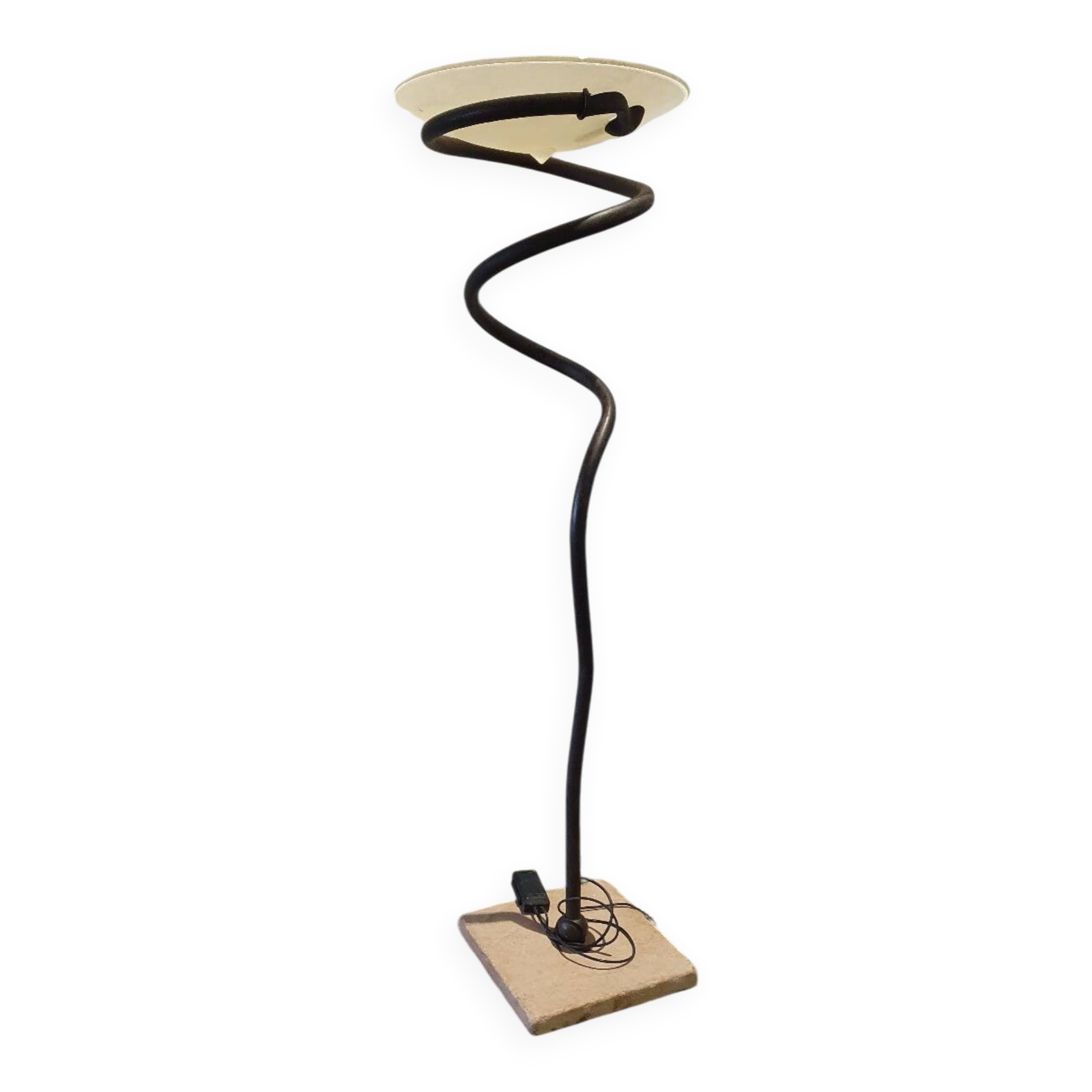 Lampadaire vintage serpent métal pied travertin avec verre de Murano