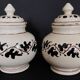 Pair of covered earthenware pots Italy Castelli 18th century