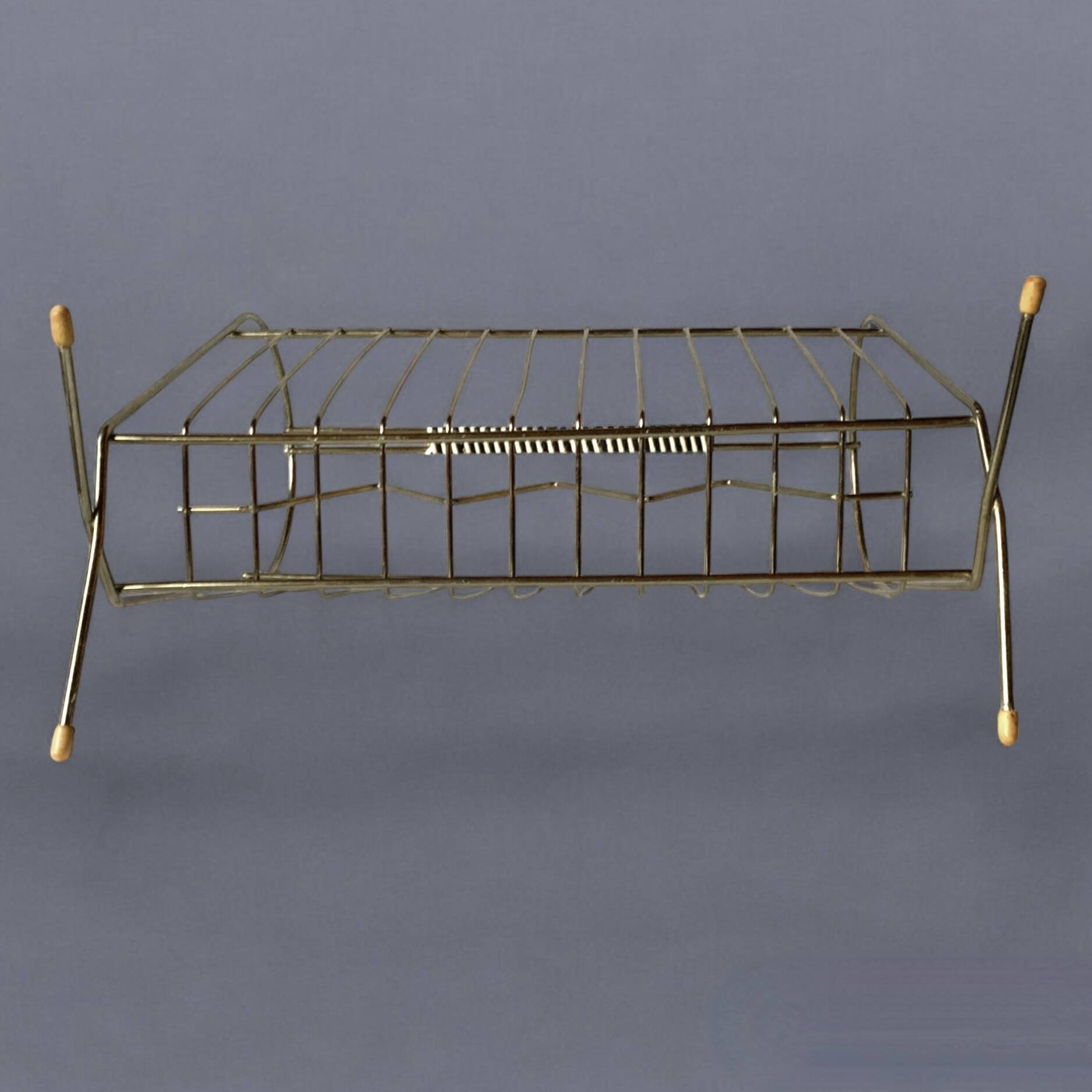 50s magazine rack in brass and scoubidou