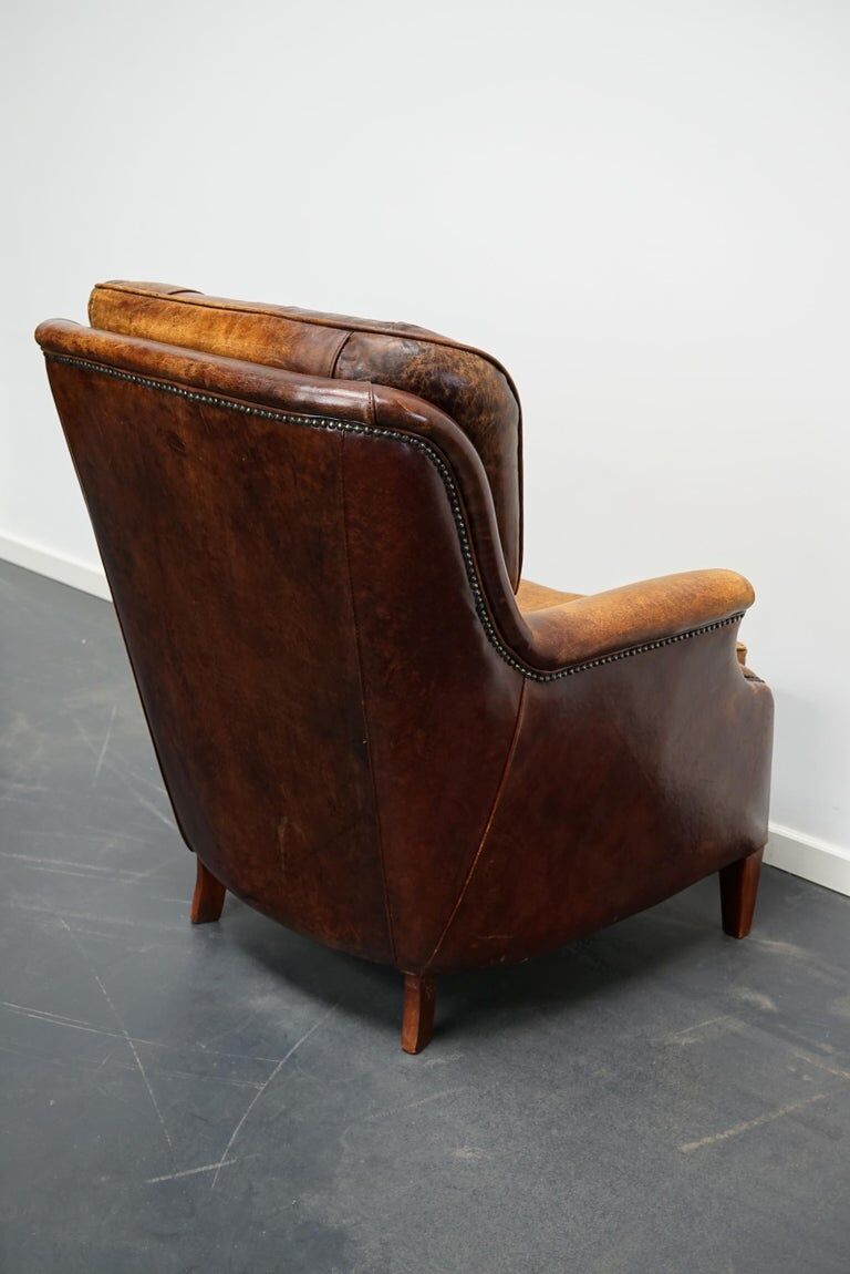 Fauteuil club vintage hollandais en cuir
