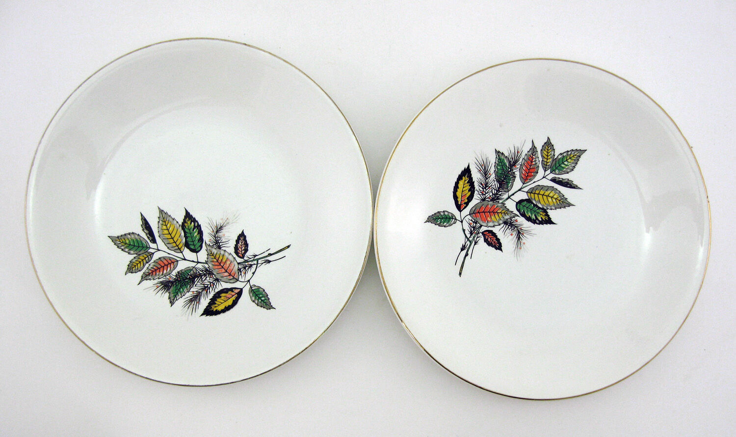 6 flat porcelain plates - foliage decoration Sous-Bois - Digoin & Sarreguemines France