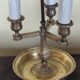 Three-light bouillotte lamp in gold metal, desk lamp.