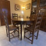 Table in solid cherry wood in Louis XV style.