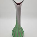 Murano glass vase "Jack in the Pulpit" green and purple