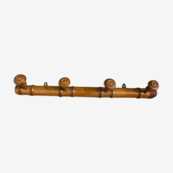 Porte manteau bois façon bambou années 40, 8 patères