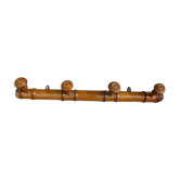 Bamboo style wooden coat holder 40s, 8 hooks