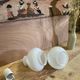 Pair of vintage white glass pendant lamp in the shape of a vintage globe