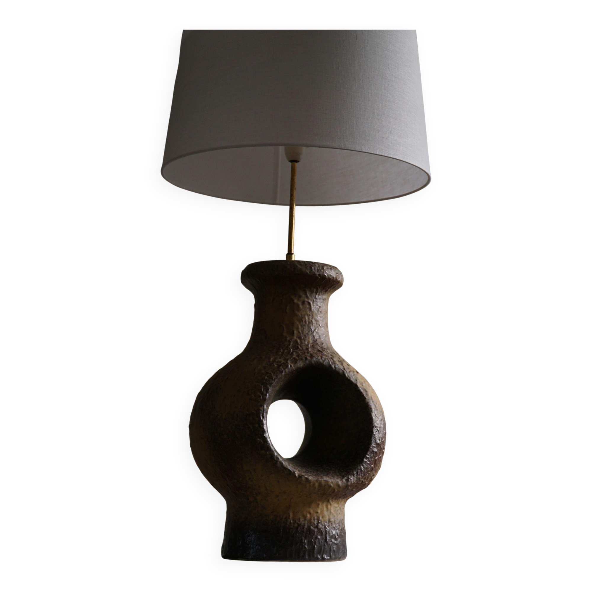 Modern Danish ceramic table lamp, large sizes, green/brown colours, 1960s.