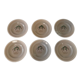 Série de six assiettes plates Longwy années 50 fleurs de cerisier