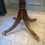 Table tambour 1900  merisier cuir et laiton