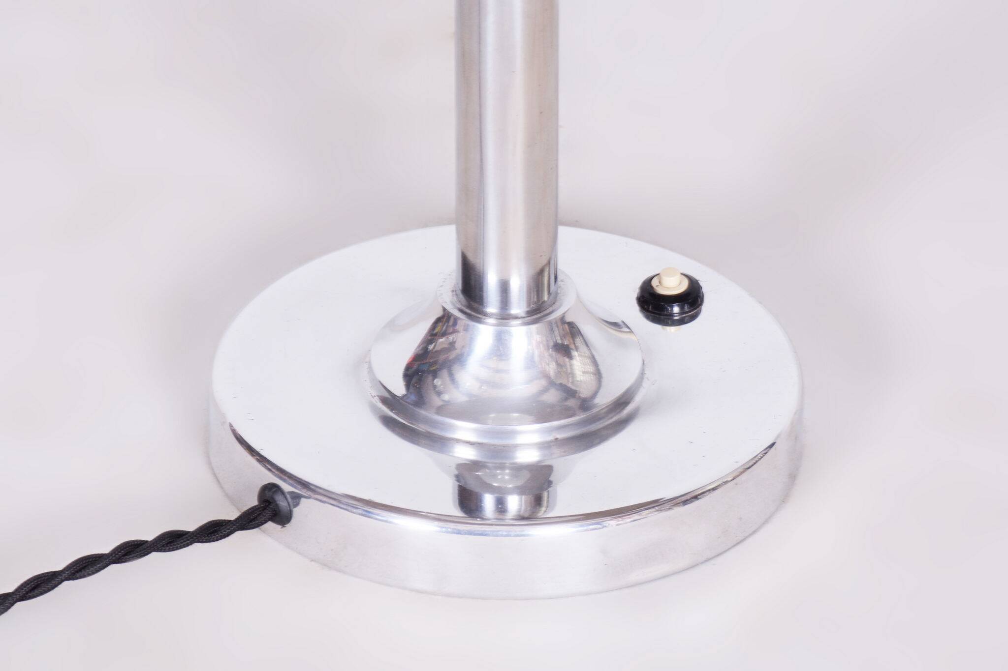 Restored Bauhaus Table Lamp, by Franta Anýž, Nickle-Plated Steel, Czech, 1920s