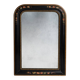 Antique Napoleon III mirror, black frame with hand-painted floral decoration – 19th century