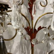 Florentine Tole Crystal Sconces Set of 2 1950’s